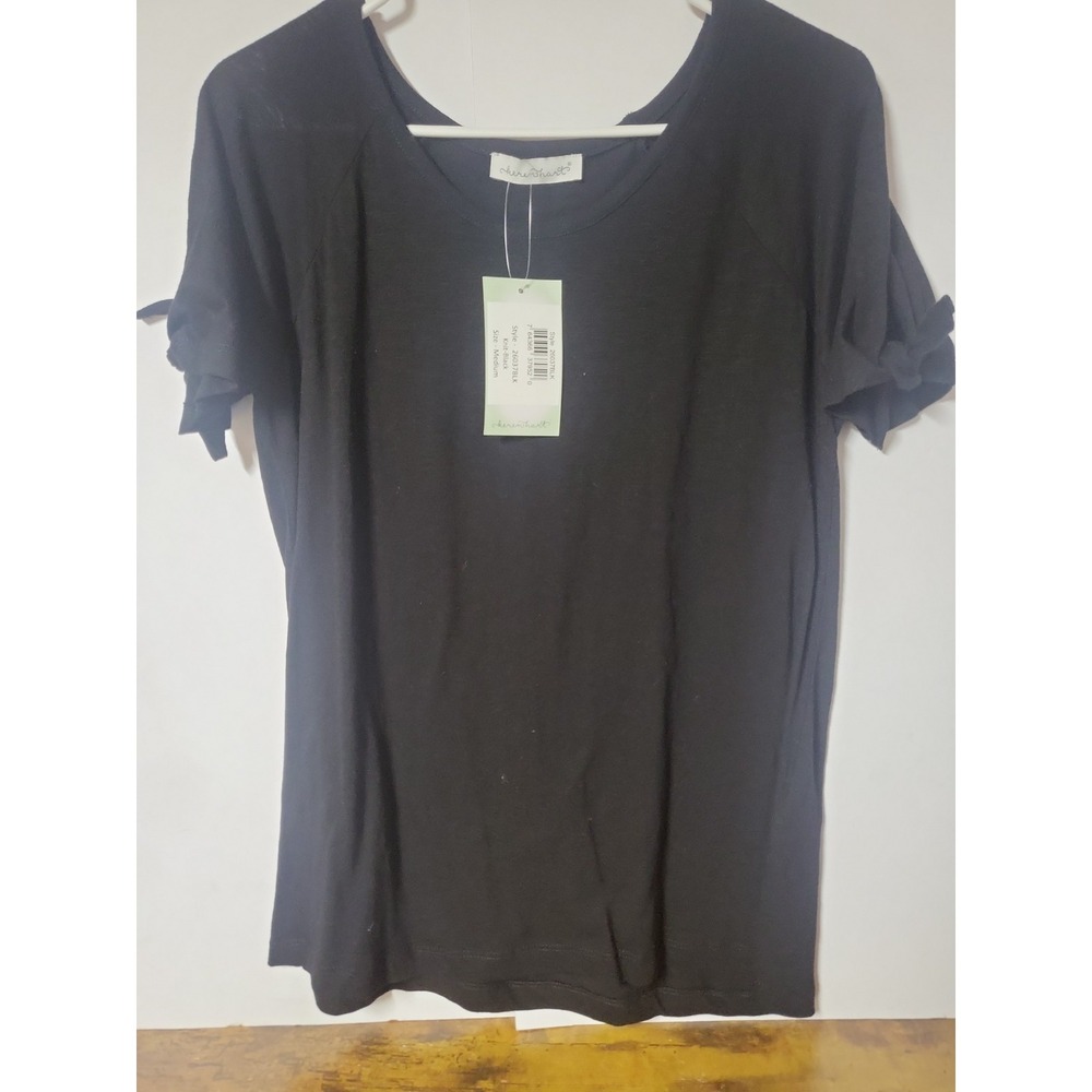 Karen Hart Scoop Neck Black Top Medium